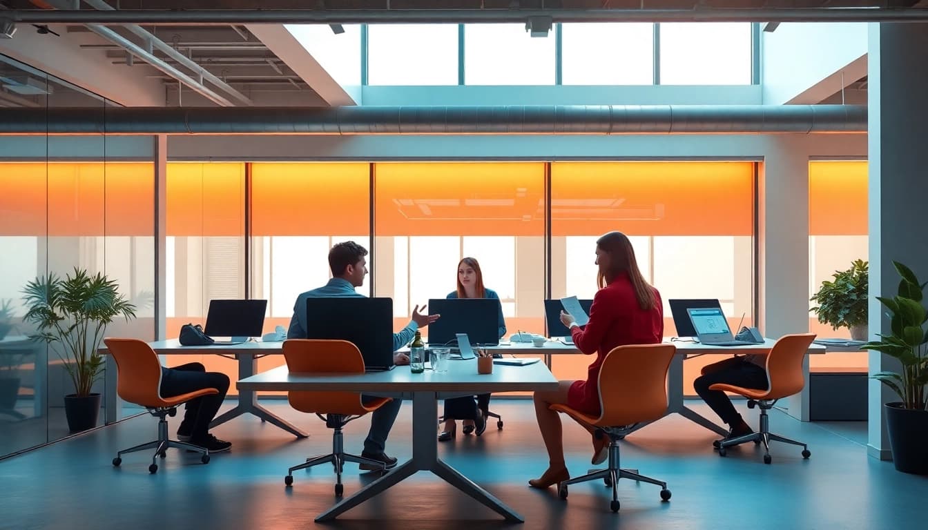 Online Marketing Agentur in meiner Nähe berät über digitale Strategien in einem modernen Büro.