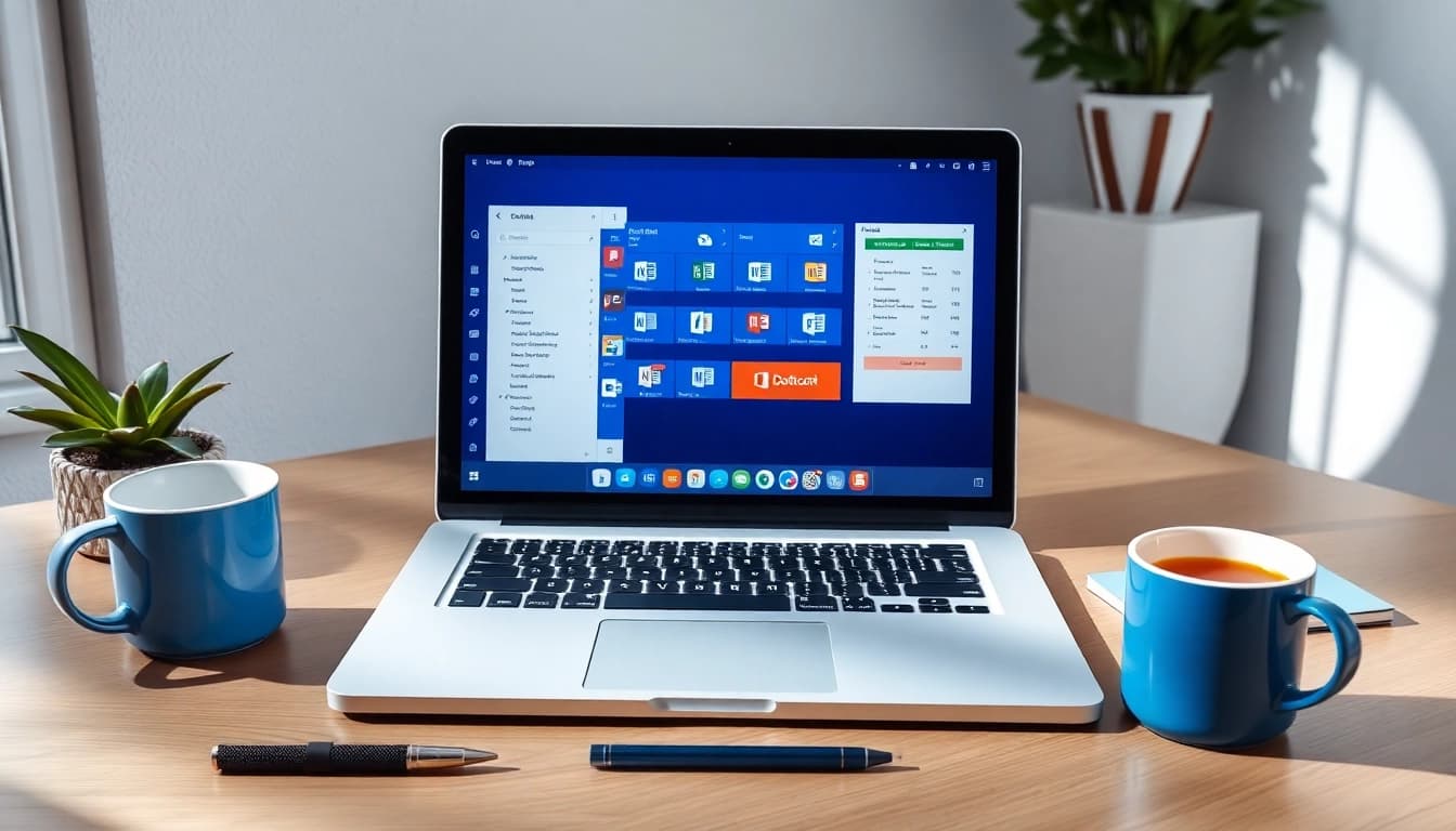 Unlock your productivity with the Office 2024 Key displayed on a sleek laptop in a modern workspace.