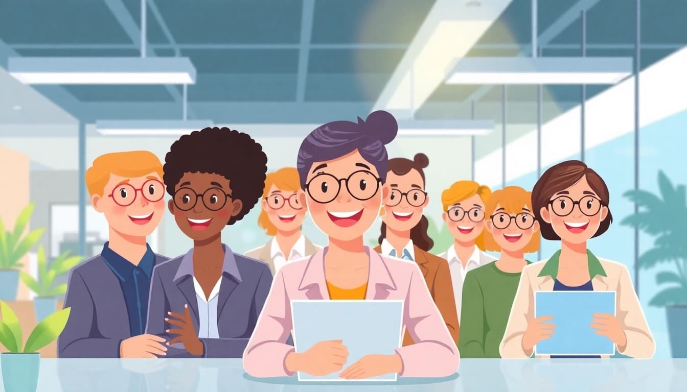 Job seekers explore Stellenangebote in a modern workplace with diverse professionals.