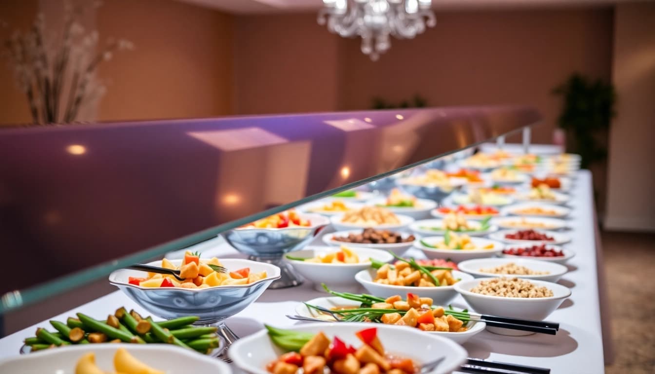 Verführerisches Eventcatering mit köstlichen Speisen und ansprechender Präsentation für festliche Anlässe.