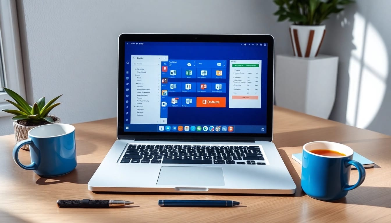 Unlock your productivity with the Office 2024 Key displayed on a sleek laptop in a modern workspace.