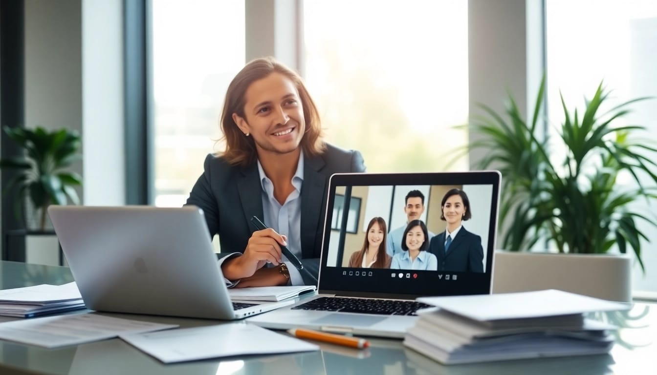 Headhunter Schweiz in einem modernen Büro überprüft Lebensläufe und führt Interviews.