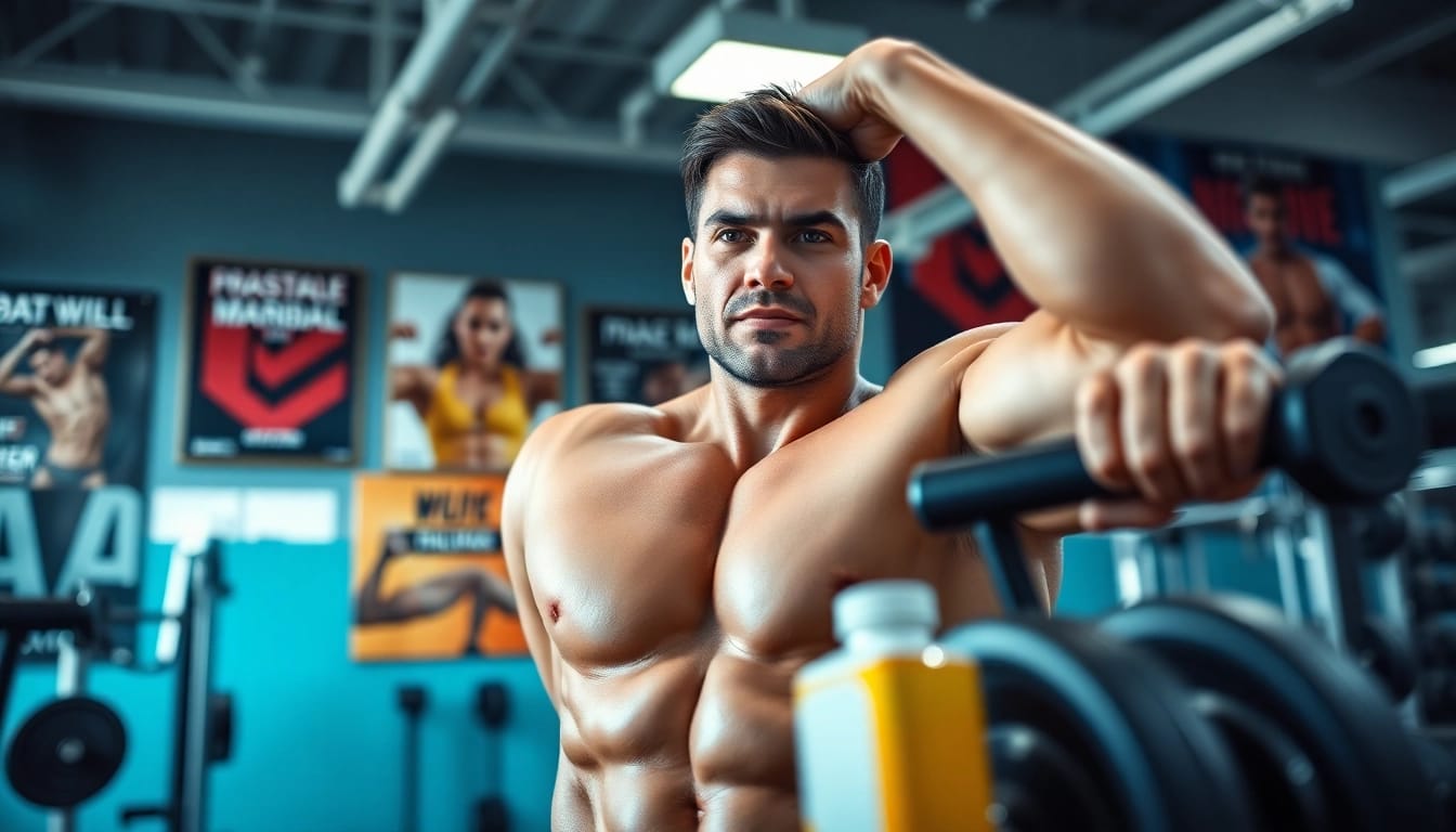 Drostabal-E Masteron Enanthate represented by a fitness model showcasing strength training.