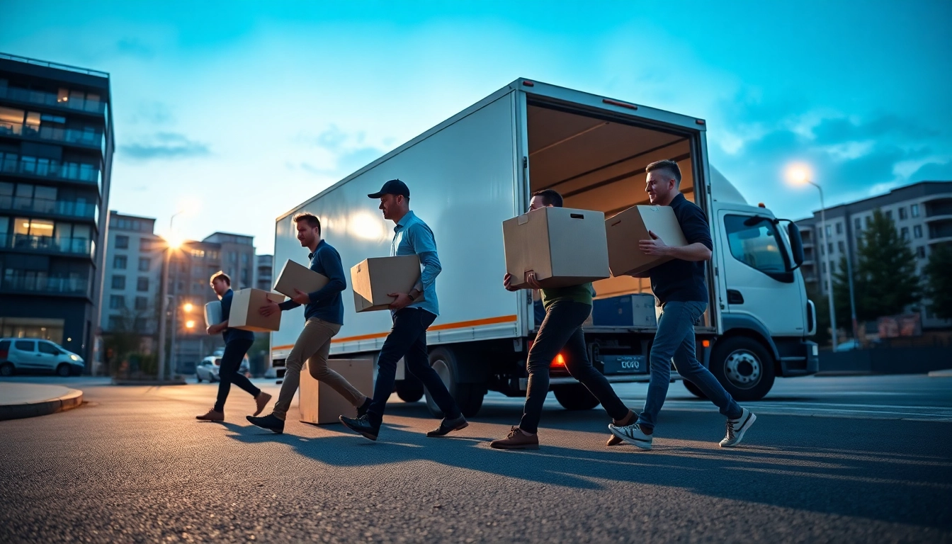 Efficient team at work: Umzugsunternehmen aus Potsdam handling furniture and boxes during a local move.
