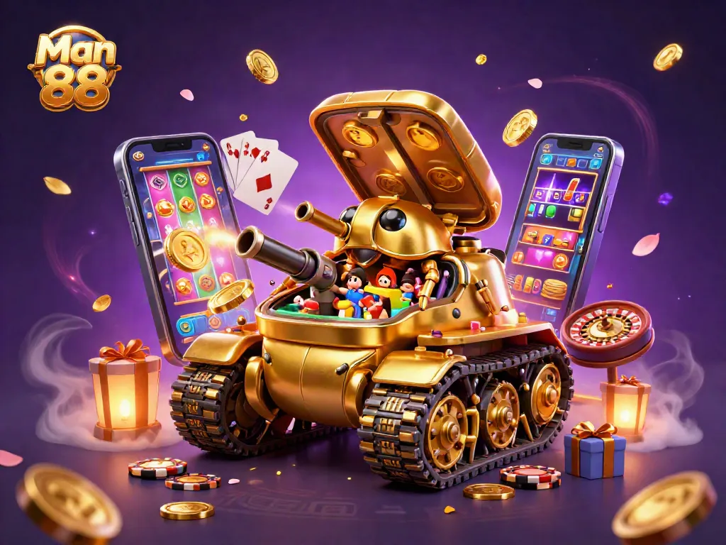 Experience winnings with Man 88's engaging miniature casino inside a golden beetle tank.