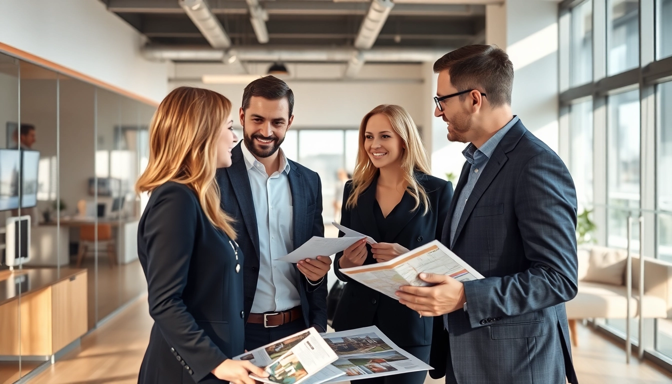 Immobilienmakler Frankfurt Riedberg berät Kunden über Immobilienoptionen in modernem Büro.