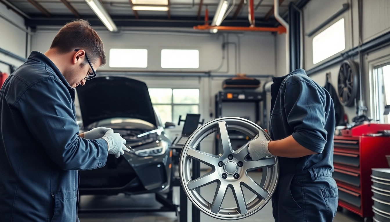 Alufelge Kratzer Reparatur München in modern Werkstatt, wo Experten Felgen professionell reparieren.