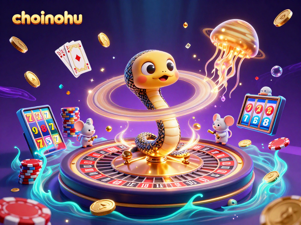 Experience choinohu's thrilling cosmic casino with unique characters and a vibrant gambling atmosphere.