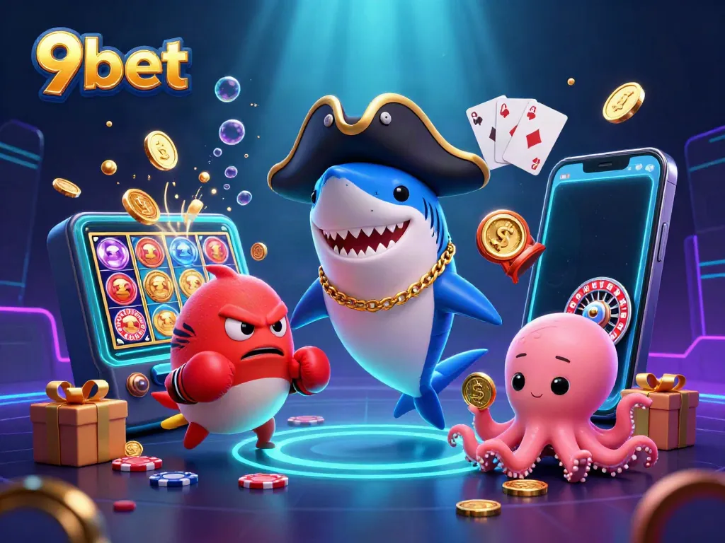 Win big with 9bet at this vibrant live casino featuring animated underwater characters.