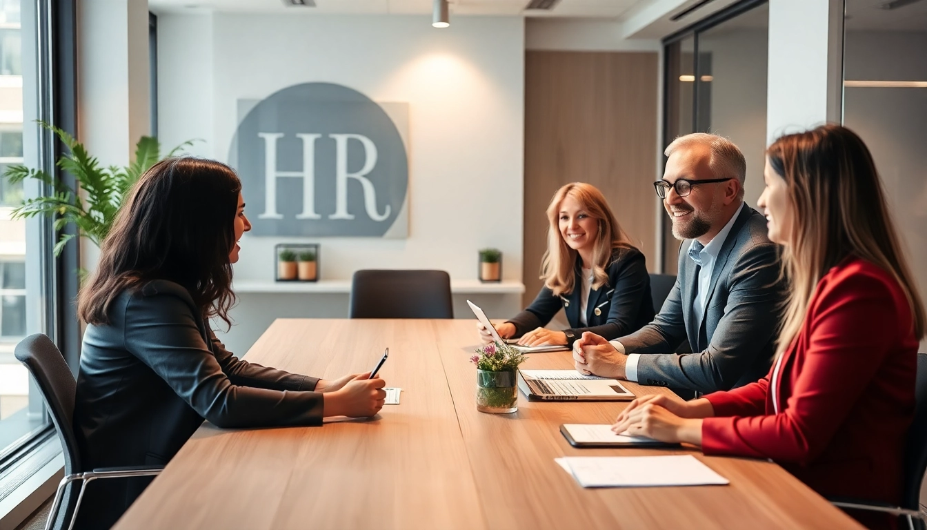 HR Change Management-Prozess: HR-Manager besprechen Strategien in einem modernen Büro.