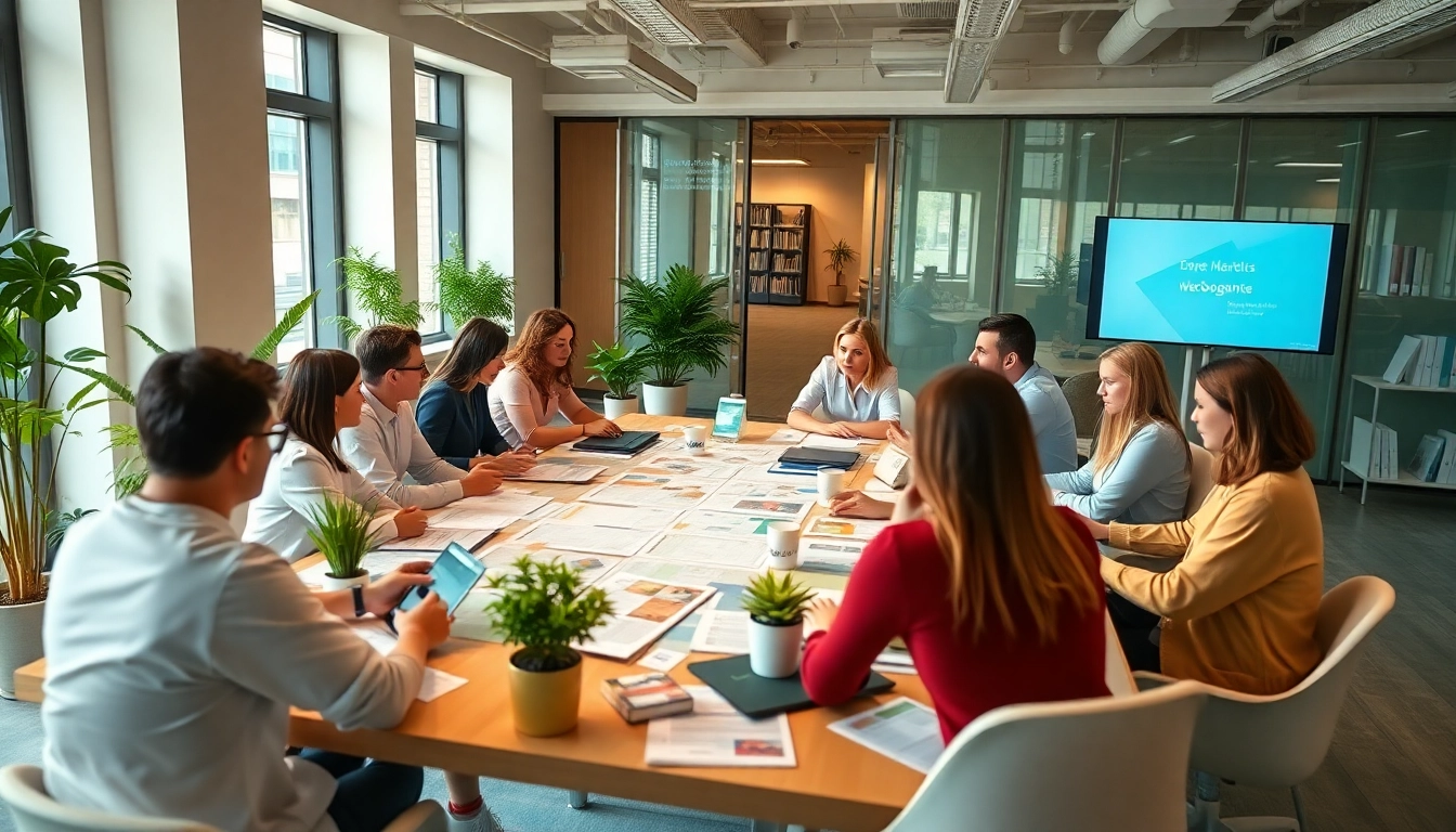 Collaborative marketing scene at a werbeagentur pflege showcasing innovative ideas.