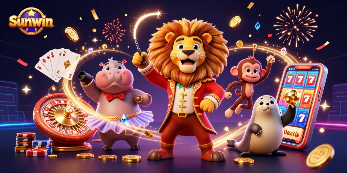 Experience the excitement at Sunwin with colorful characters, casino elements, and engaging gameplay.