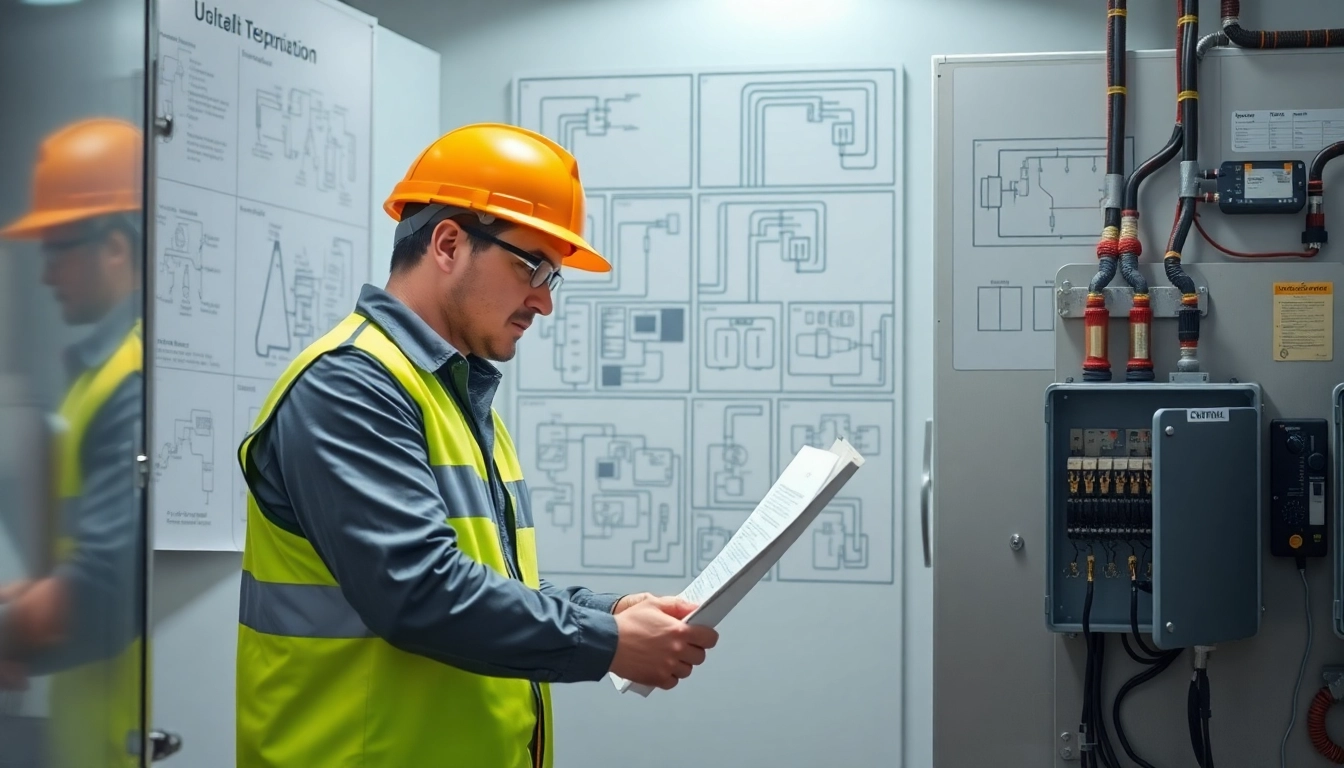 Electrician conducting a DGUV V3 Prüfung, ensuring safety and compliance in a professional setting.