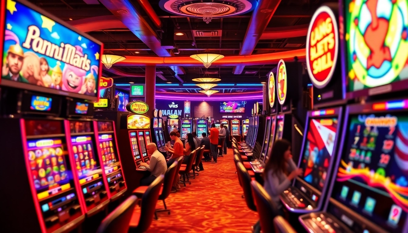 Experience the thrill of online casino ohne lizenz with a vibrant gaming atmosphere featuring diverse slot machines.