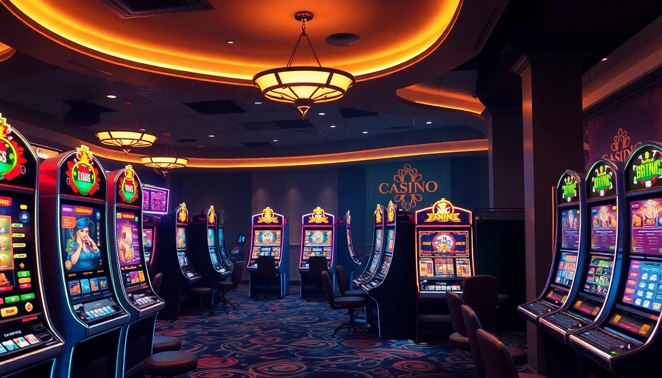 Casino Bonus ohne Einzahlung Deutschland: Spieler genießt Freispiele an bunten Spielautomaten in einem modernen Online-Casino.