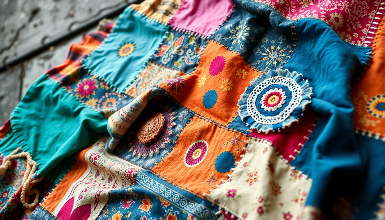 Tragen Sie diese stilvolle Patchwork Hose mit einzigartigen Designs, perfekt für ein kreatives Sommeroutfit.