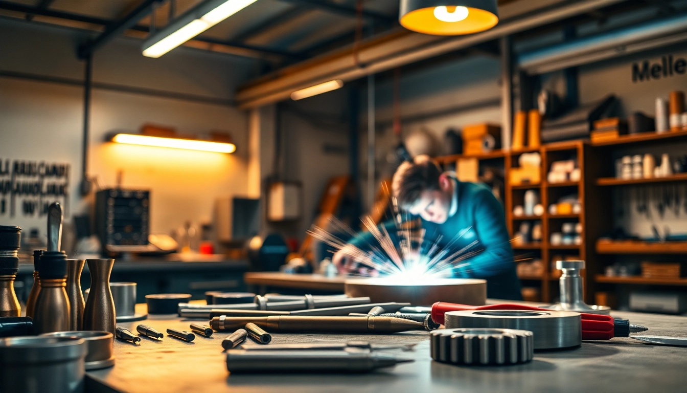 Felgenreparatur München: Hochwertige Reparatur einer Alufelge durch professionelle Mechaniker in einer modern ausgestatteten Werkstatt.