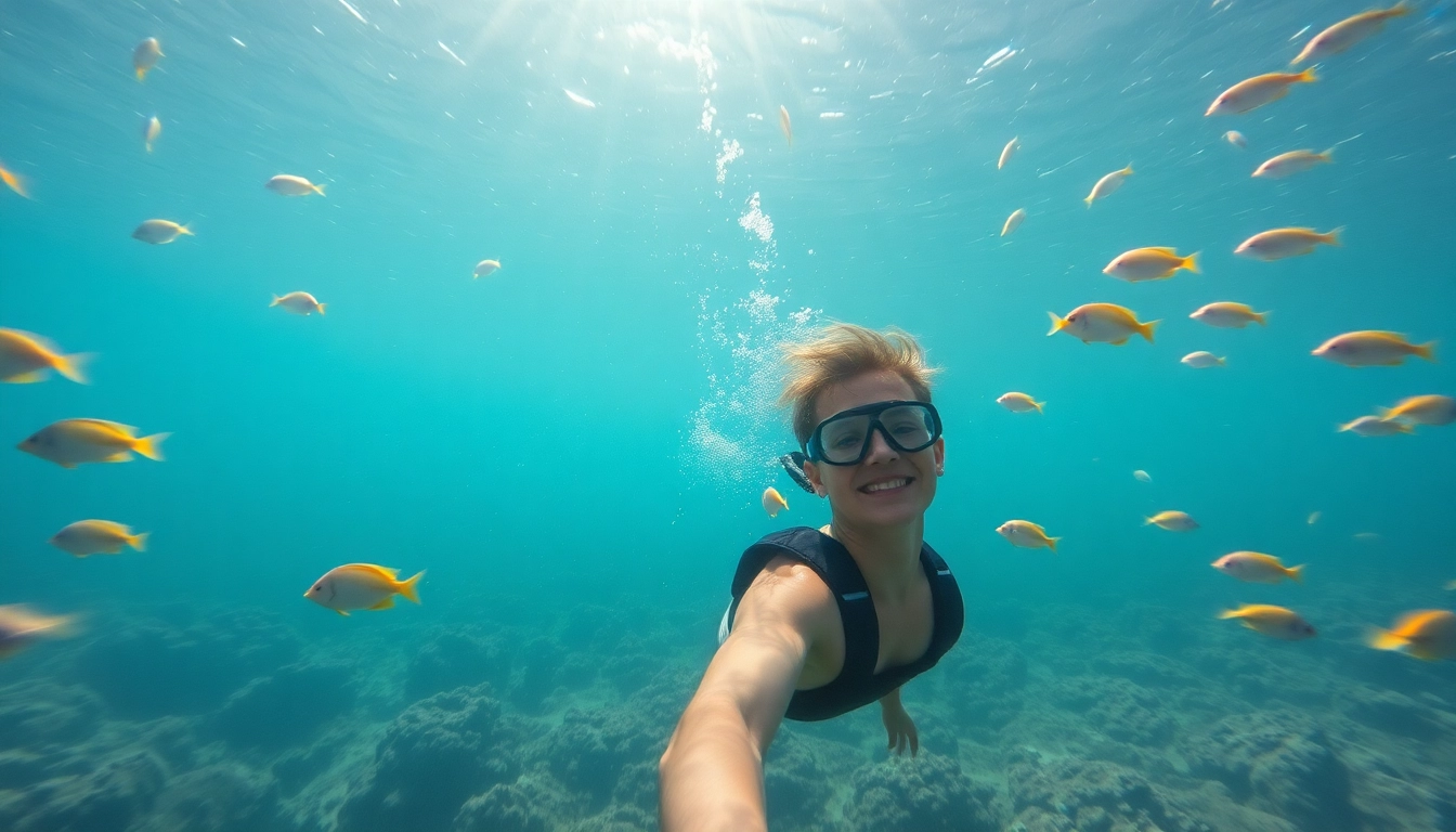 Tauchen lernen Mexiko – Ein Tauchschüler entdeckt die Unterwasserwelt umgeben von bunten Korallen und Fischen.