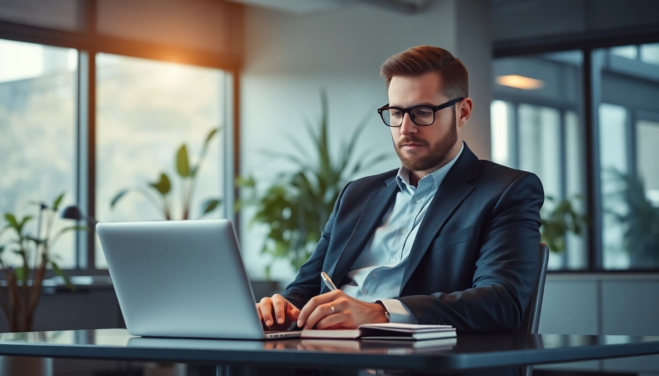 Headhunter IT beim Arbeiten in einem modernen Büro, konzentriert auf Recruiting.