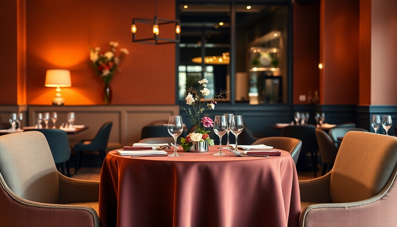 Gastronomischer Headhunter Gastronomie in einem stilvollen Restaurant-Setup mit eleganten Tischen.