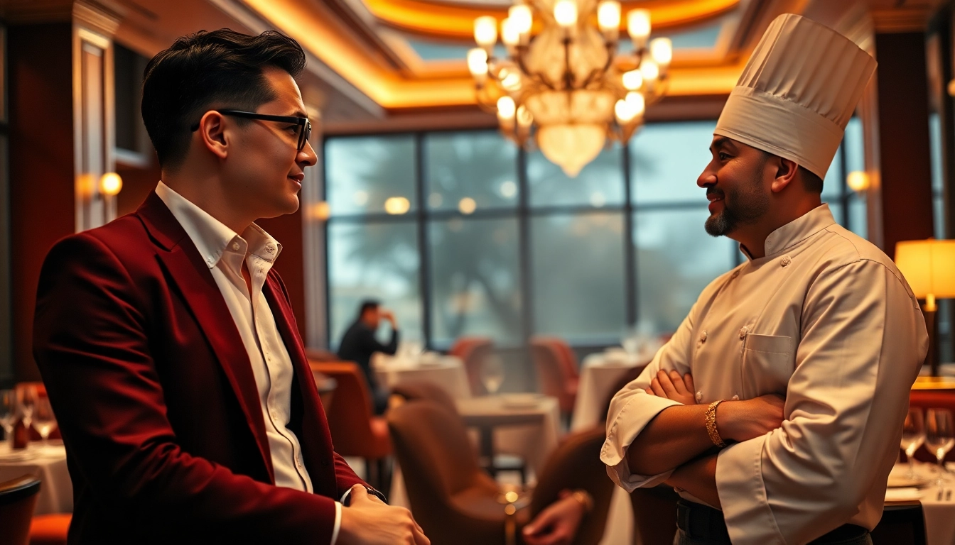 Headhunter Gastronomie conducting a professional interview in a luxurious restaurant setting.