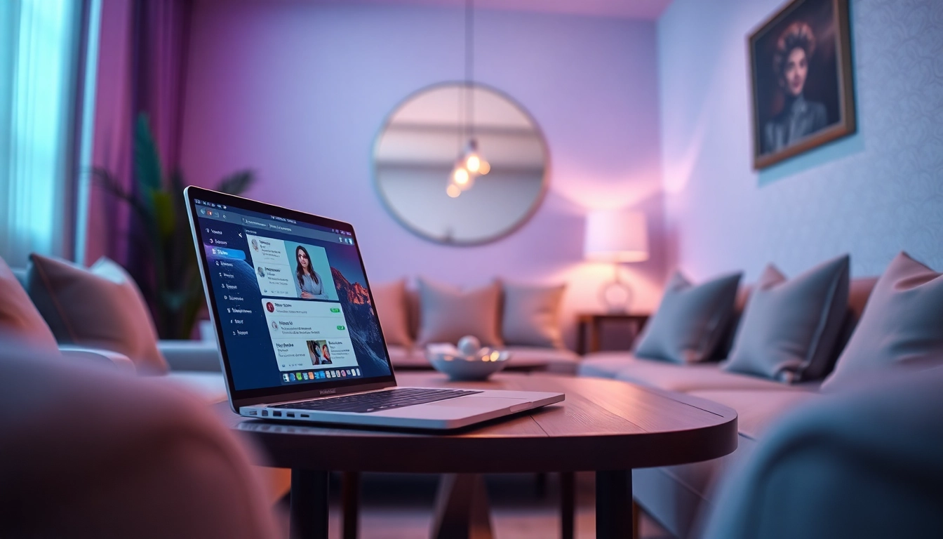 Porn AI chat showcased on a sleek laptop in a cozy, modern room.