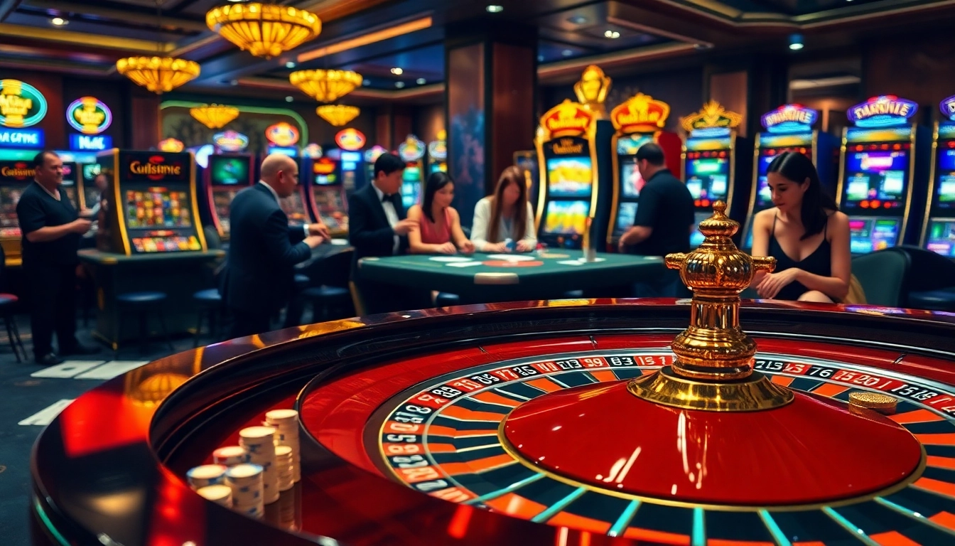 Players winning big at a luxurious casino, featuring link qq88 among poker chips and cards.