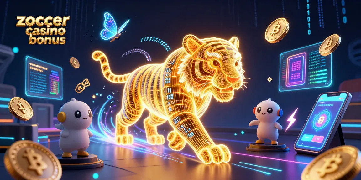 Zoccer Casino Bonus: Erleben Sie die Aufregung im digitalen Casino mit einem neon-tigergrauen Energiestrom.