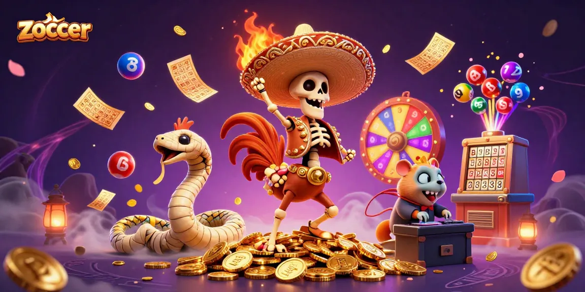 Experience the thrill of Zoccer with vibrant casino illustrations and colorful game elements.